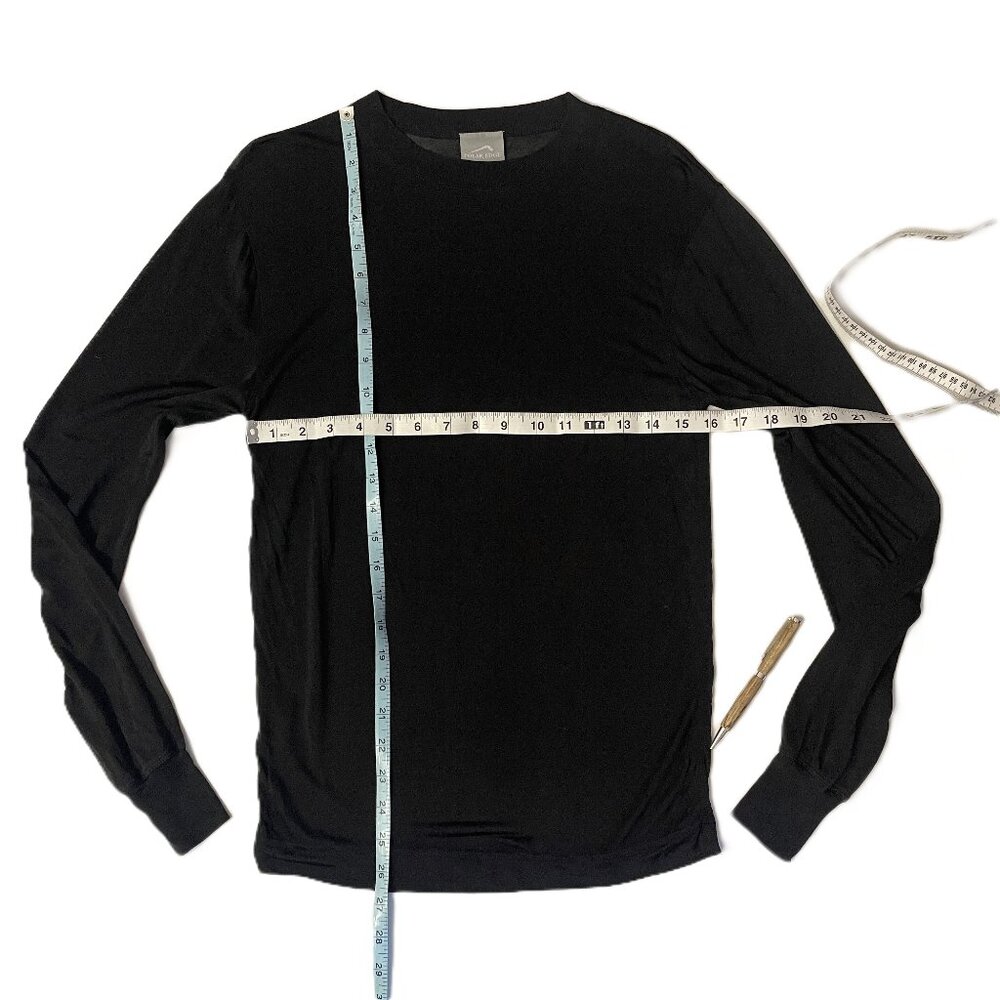 Polar Edge Shirt Mens Medium Black 100% Silk Base Layer Crew Neck Long Sleeve - Picture 6 of 9